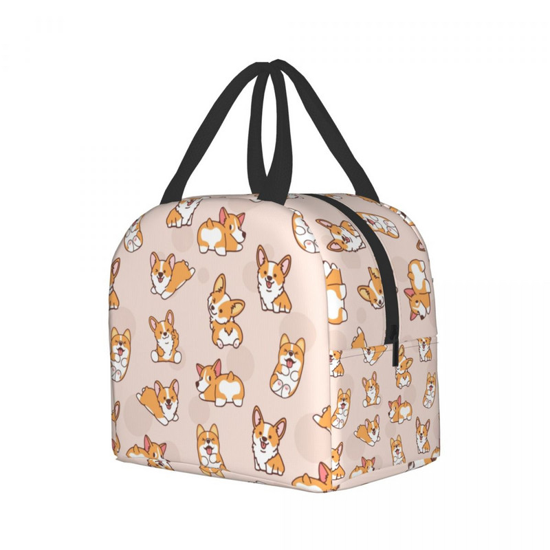 Vicces Corgi kölyökkutya szigetelt ebédlőtáska nőknek Vízálló Thermal Cooler Bento Box Irodai munkához Iskolai piknik étel ebéddoboz