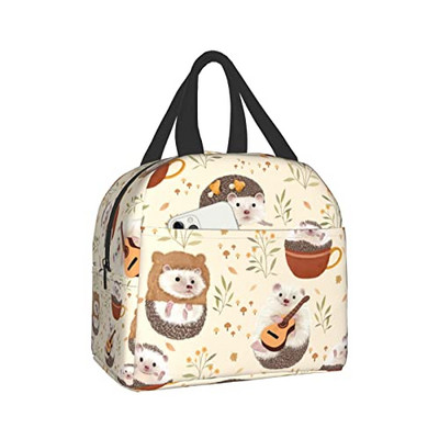 Φορητές τσάντες μεσημεριανού γεύματος Sunflower Cow print Insolated Lunch Box Επαναχρησιμοποιούμενο Cooler Tote Bag με μπροστινή τσέπη για γυναίκες