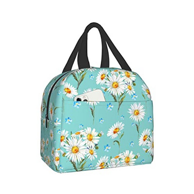 Φορητές τσάντες μεσημεριανού γεύματος Sunflower Cow print Insolated Lunch Box Επαναχρησιμοποιούμενο Cooler Tote Bag με μπροστινή τσέπη για γυναίκες