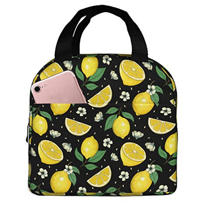 Φορητές τσάντες μεσημεριανού γεύματος Sunflower Cow print Insolated Lunch Box Επαναχρησιμοποιούμενο Cooler Tote Bag με μπροστινή τσέπη για γυναίκες