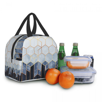 Αφηρημένα γεωμετρικά εξάγωνα τσάντες μεσημεριανού γεύματος ανδρικές γυναίκες Πιο ζεστό μονωμένο κουτί γεύματος για παιδιά Σχολική τσάντα αποθήκευσης πικνίκ