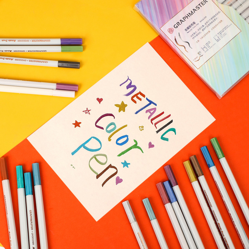 1 vnt. metalo spalvos pieštukas su šepetėliu Kūrybinis eskizas „pasidaryk pats“ piešimas iškarpų kūrimas amatų kortelių kūrimas žymekliai rašikliai mokykliniai reikmenys