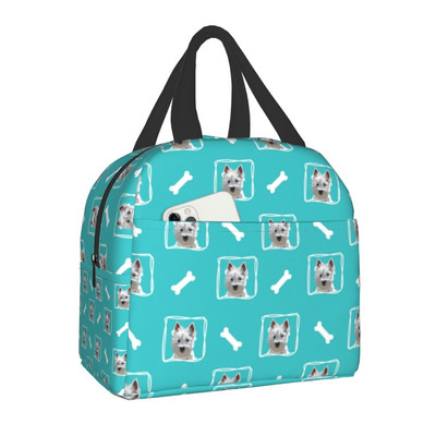 West Highland Terrier Dog Portable Lunch Box Women Westie Puppy Thermal Cooler Food Insolated Lunch Bag Τσάντες γραφείου για πικνίκ