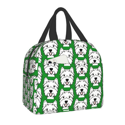 West Highland Terrier Dog Portable Lunch Box Women Westie Puppy Thermal Cooler Food Insolated Lunch Bag Τσάντες γραφείου για πικνίκ