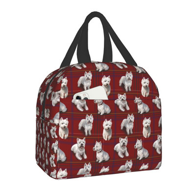 West Highland Terrier Dog Portable Lunch Box Women Westie Puppy Thermal Cooler Food Insolated Lunch Bag Τσάντες γραφείου για πικνίκ