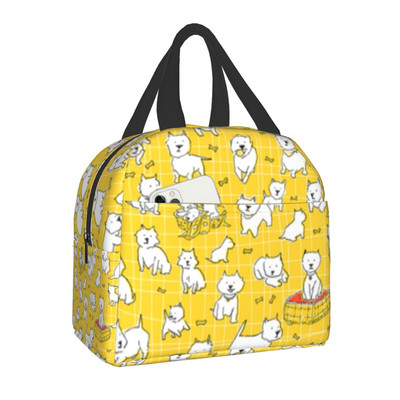West Highland Terrier Dog Portable Lunch Box Women Westie Puppy Thermal Cooler Food Insolated Lunch Bag Τσάντες γραφείου για πικνίκ