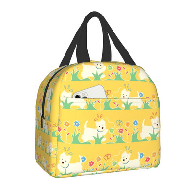 West Highland Terrier Dog Portable Lunch Box Women Westie Puppy Thermal Cooler Food Insolated Lunch Bag Τσάντες γραφείου για πικνίκ