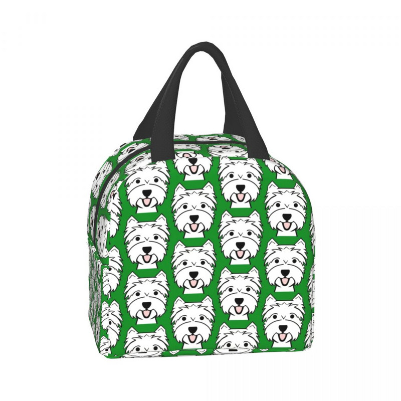 West Highland Terrier Kutya Hordozható Ebéddoboz Női Westie Puppy Thermal Cooler Élelmiszerszigetelt Ebédtáska Irodai Munka Pikniktáskák