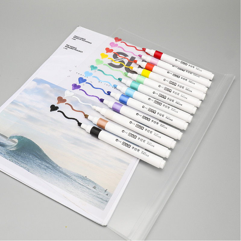 12 DB akril marker toll vízálló gyorsan száradó gyermekfestmény különleges színű toll Graffiti művészet kézzel rajzolt tollkészlet