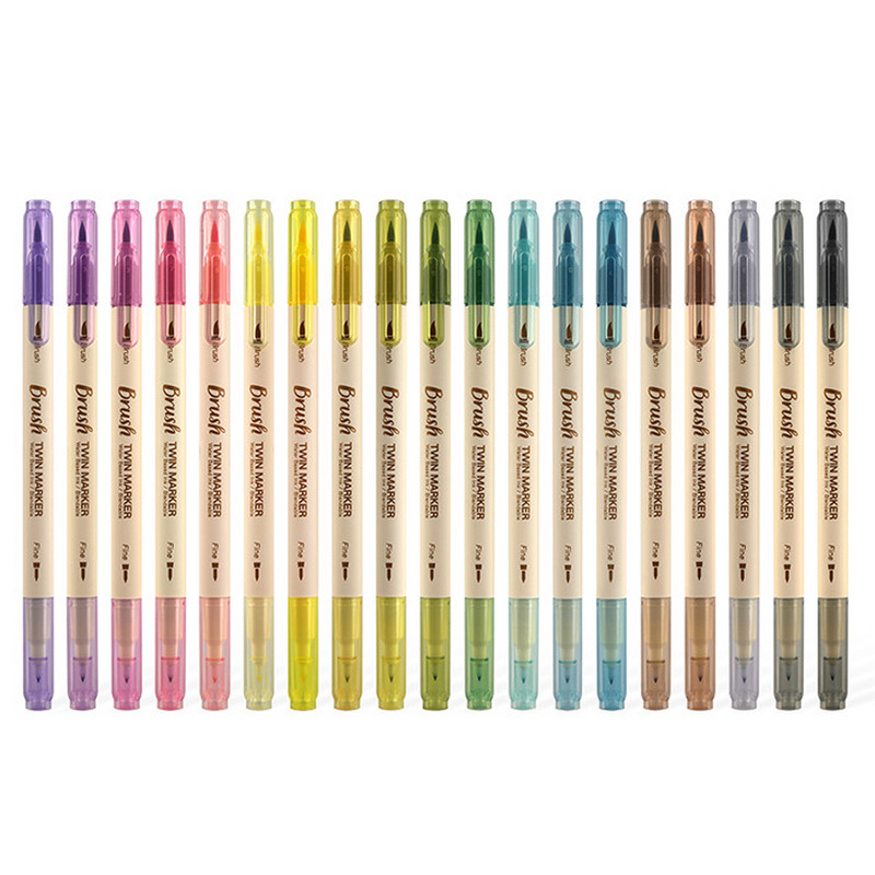 3db/készlet Retro színek Dupla hegyű jelölőtoll Vonalrajz Akvarell toll Diákművészeti Festőiskola Helyhez kötött