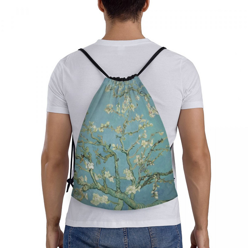 Mandulavirágok – Vincent Van Gogh Zsinóros táskák edzéshez Jóga Hátizsákok Női Férfi Virágok Festés Sport Tornatermi zsák