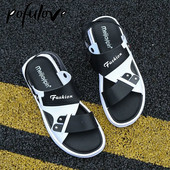 Pofulove Sandals Ανδρικά αντιολισθητικά αδιάβροχα και αδιάβροχα σανδάλια και παντόφλες διπλής χρήσης σε καλοκαιρινά Flat Outdoor Beach παπούτσια