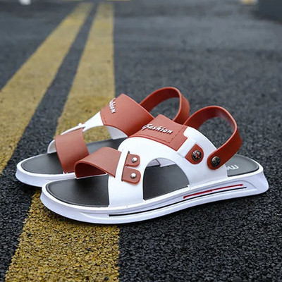 Pofulove Sandals Ανδρικά αντιολισθητικά αδιάβροχα και αδιάβροχα σανδάλια και παντόφλες διπλής χρήσης σε καλοκαιρινά Flat Outdoor Beach παπούτσια