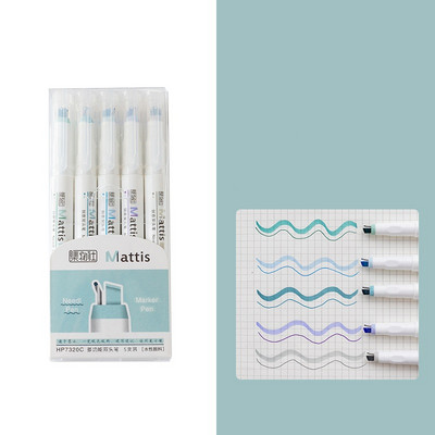 5 τμχ/Σετ Μαρκαδόρος βούρτσας 4mm 1mm Liner Needle με διπλό άκρο Φθορίζον στυλό για Spot Highlight Drawing Office School