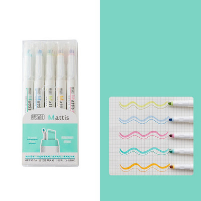 5 τμχ/Σετ Μαρκαδόρος βούρτσας 4mm 1mm Liner Needle με διπλό άκρο Φθορίζον στυλό για Spot Highlight Drawing Office School