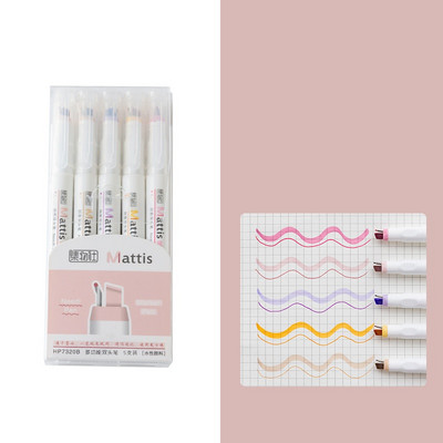 5 τμχ/Σετ Μαρκαδόρος βούρτσας 4mm 1mm Liner Needle με διπλό άκρο Φθορίζον στυλό για Spot Highlight Drawing Office School