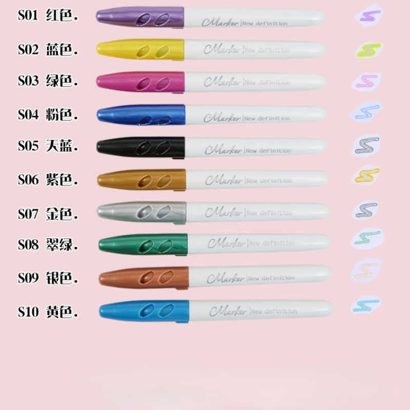 10db/készlet DIY Blings jelölőtollak Csillogó jelölő Candy Color Kézikönyv Tollkiemelő Diák iskolai kellékek