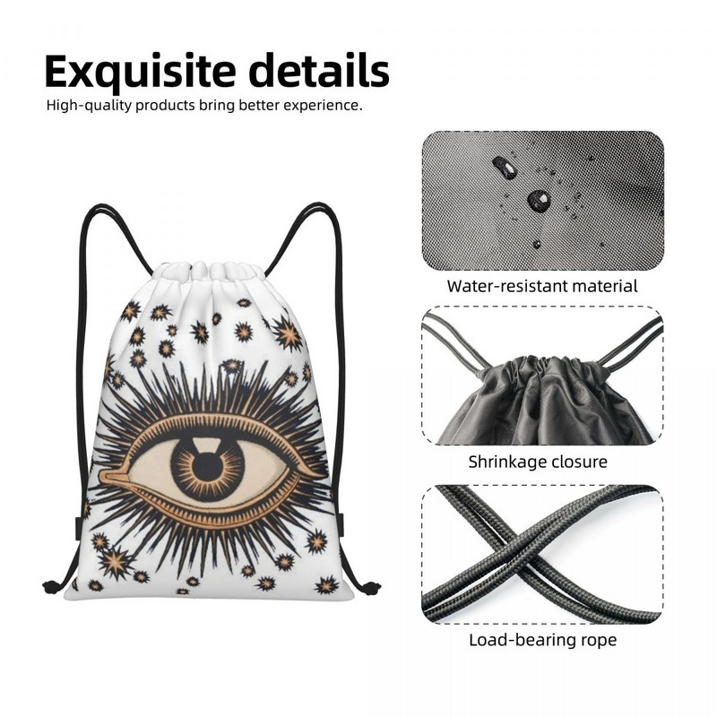 Vintage Mystic Eye húzózsinóros táskák női férfi hordozható edzőtermi sportzsákok Spirituális amulett edző hátizsákok