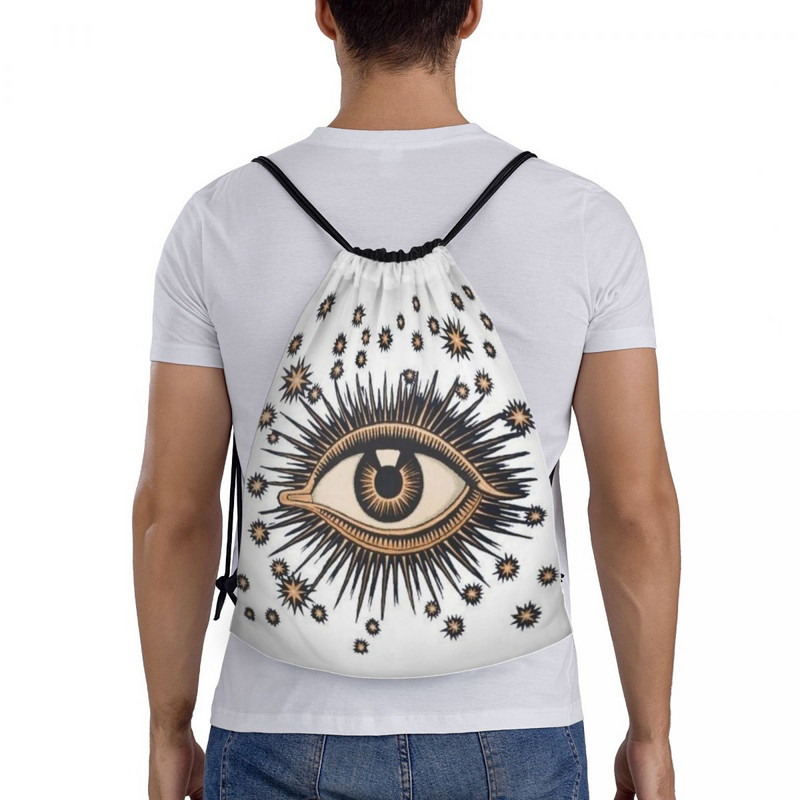 Vintage Mystic Eye húzózsinóros táskák női férfi hordozható edzőtermi sportzsákok Spirituális amulett edző hátizsákok