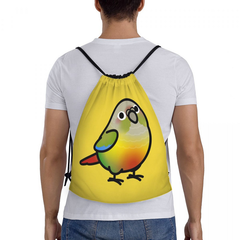 Pufók ananászzöld pofájú Conure húzózsinóros hátizsák Sport tornazsák nőknek Férfi Papagáj madárképző zsák