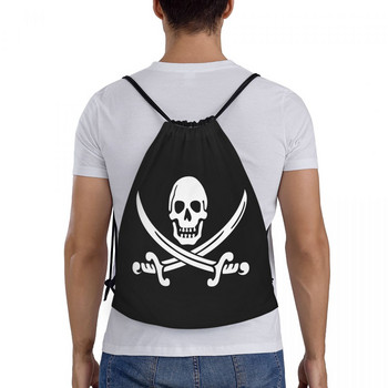Σακίδιο πλάτης Jolly Roger Skull Drawstring Γυναικεία Ανδρικά Αθλητικά Σακίδια Γυμναστηρίου Φορητή τσάντα εκπαίδευσης πειρατικής σημαία