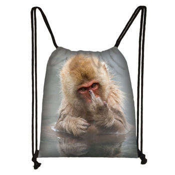 Funny Monkey Face Print Τσάντα με κορδόνια Orangutan Thinking Women Θήκη παπουτσιών πλάτης Casual Storage Τσάντες παραλίας για ταξίδι Δώρο
