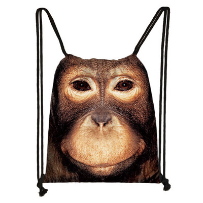 Funny Monkey Face Print Τσάντα με κορδόνια Orangutan Thinking Women Θήκη παπουτσιών πλάτης Casual Storage Τσάντες παραλίας για ταξίδι Δώρο