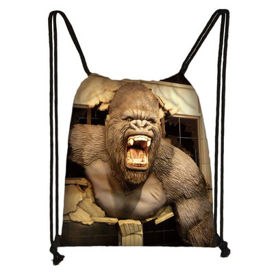 Funny Monkey Face Print Τσάντα με κορδόνια Orangutan Thinking Women Θήκη παπουτσιών πλάτης Casual Storage Τσάντες παραλίας για ταξίδι Δώρο