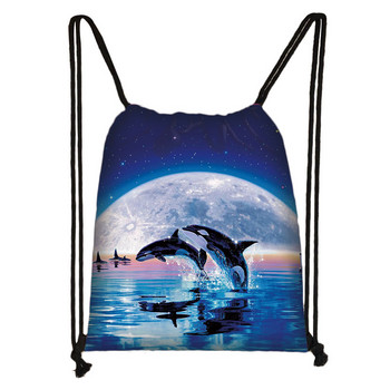 Μόδα τσάντα αποθήκευσης με κορδόνια δελφίνια τσάντα για έφηβες για κορίτσια Casual σακίδιο πλάτης ζώων Τσάντες ταξιδιού Τσάντα δώρο
