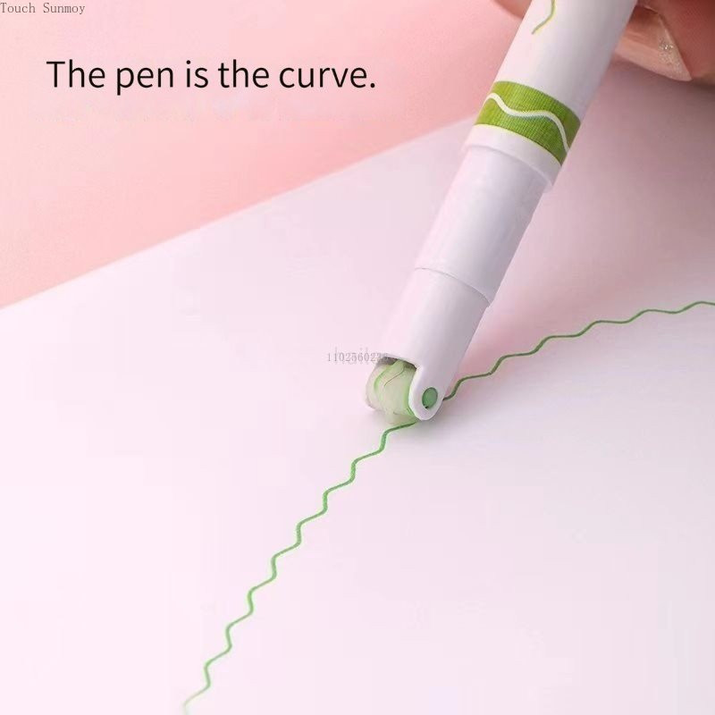 6db Vonalkontúr formájú kiemelő toll Többszínű görgős hegyű görbe bélés jelölő iskolai graffiti művészeti írószerek