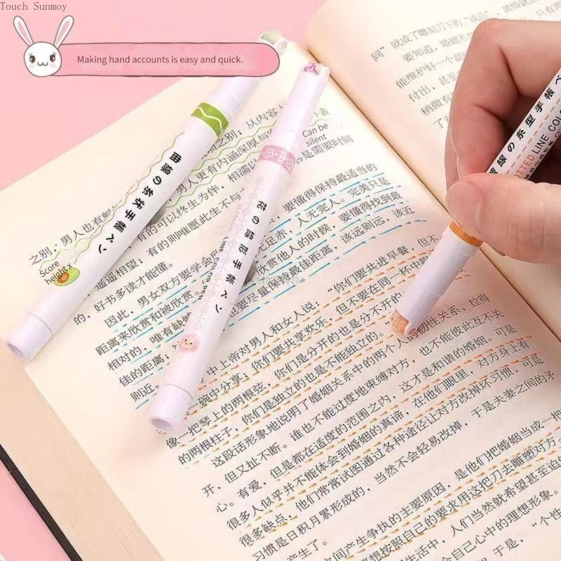 6db Vonalkontúr formájú kiemelő toll Többszínű görgős hegyű görbe bélés jelölő iskolai graffiti művészeti írószerek