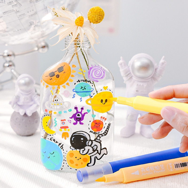 Akril festék toll Akril puha ecset jelölő toll, szövethez, anime festéshez barkácsolás művészeti graffiti markerek gyermekművészeti kellékekhez