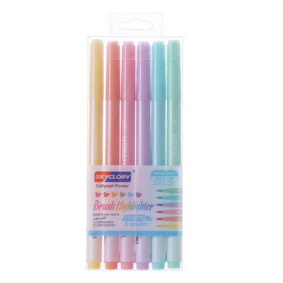 6 τεμάχια/Παρτίδα Πινέλο Highlighter Μαρκαδόροι Kawaii Candy Color Manga Μαρκαδόροι Παστέλ Χρώματα Highlighter School Art Stationery Σετ