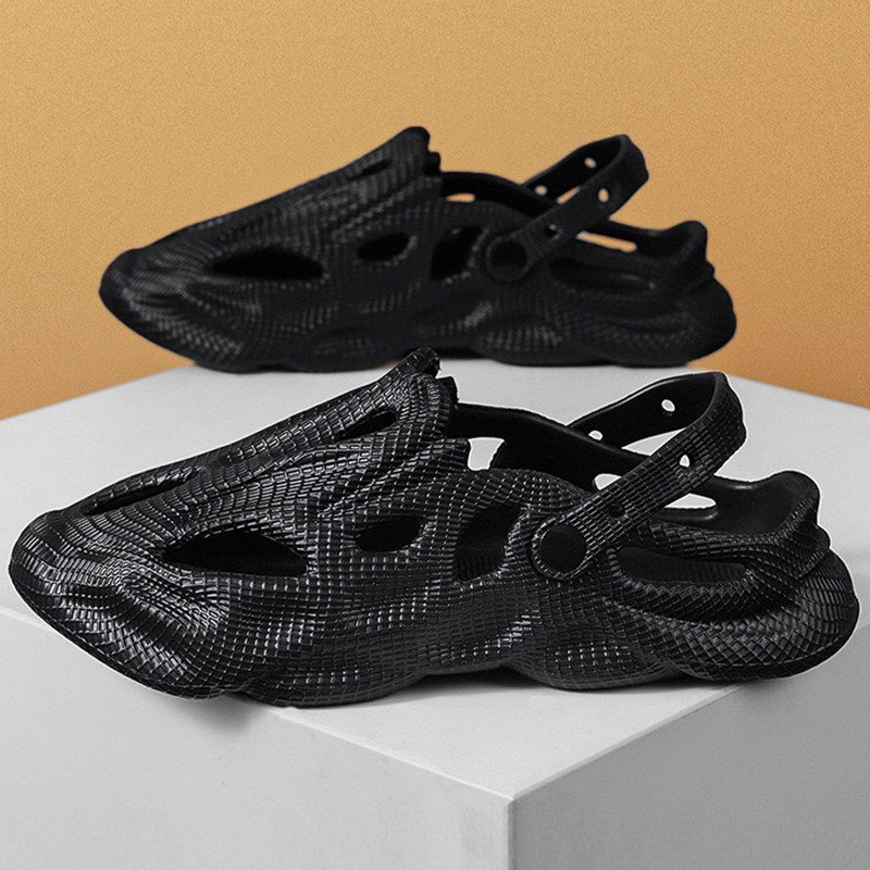 Nyári férfi divat bűbáj EVA szandál kerek orr puha vastag talp üreges strand buborékos kerti cipő kültéri tornacipő