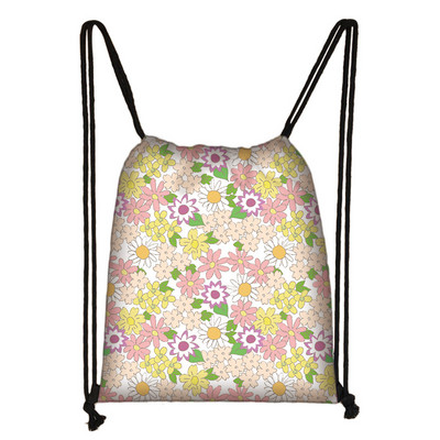 Γυναικεία τσάντα με κορδόνια σε Little Daisy Pattern Backpack Bright Flowers Women For Motion Teenagers Schoolbag Organizer