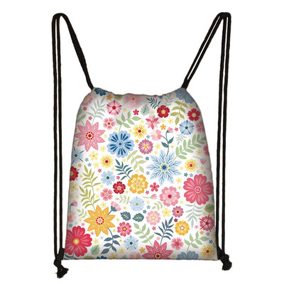 Γυναικεία τσάντα με κορδόνια σε Little Daisy Pattern Backpack Bright Flowers Women For Motion Teenagers Schoolbag Organizer