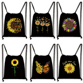 Vintage Faith Cross Hope Love Love Sunflower Butterfly Drawstring bag Casual Backpacks Γυναικεία Ανδρική Τσάντα ώμου για θήκη για παπούτσια ταξιδιού