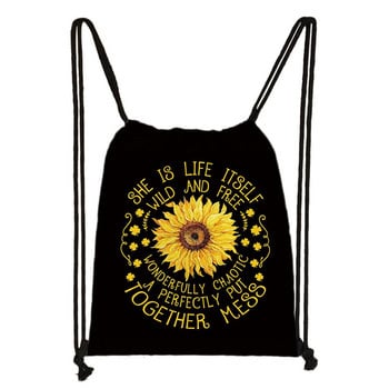 Vintage Faith Cross Hope Love Love Sunflower Butterfly Drawstring bag Casual Backpacks Γυναικεία Ανδρική Τσάντα ώμου για θήκη για παπούτσια ταξιδιού