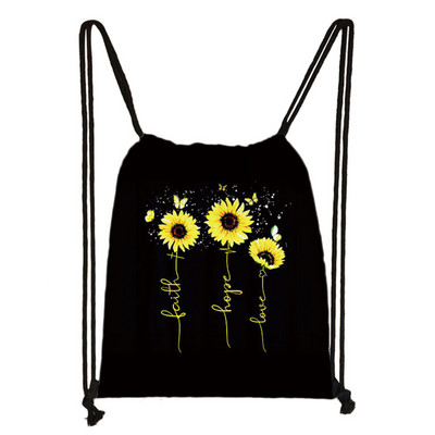 Vintage Faith Cross Hope Love Love Sunflower Butterfly Drawstring bag Casual Backpacks Γυναικεία Ανδρική Τσάντα ώμου για θήκη για παπούτσια ταξιδιού
