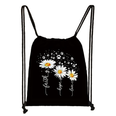 Vintage Faith Cross Hope Love Love Sunflower Butterfly Drawstring bag Casual Backpacks Γυναικεία Ανδρική Τσάντα ώμου για θήκη για παπούτσια ταξιδιού