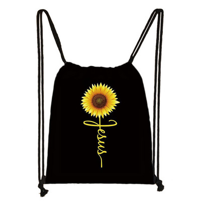 Vintage Faith Cross Hope Love Love Sunflower Butterfly Drawstring bag Casual Backpacks Γυναικεία Ανδρική Τσάντα ώμου για θήκη για παπούτσια ταξιδιού