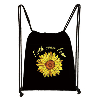 Vintage Faith Cross Hope Love Love Sunflower Butterfly Drawstring bag Casual Backpacks Γυναικεία Ανδρική Τσάντα ώμου για θήκη για παπούτσια ταξιδιού