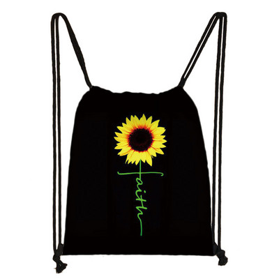 Vintage Faith Cross Hope Love Love Sunflower Butterfly Drawstring bag Casual Backpacks Γυναικεία Ανδρική Τσάντα ώμου για θήκη για παπούτσια ταξιδιού