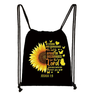 Vintage Faith Cross Hope Love Love Sunflower Butterfly Drawstring bag Casual Backpacks Γυναικεία Ανδρική Τσάντα ώμου για θήκη για παπούτσια ταξιδιού