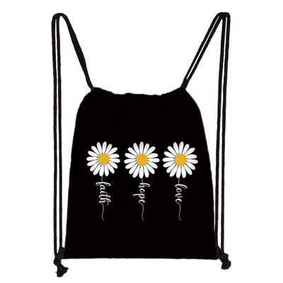 Vintage Faith Cross Hope Love Love Sunflower Butterfly Drawstring bag Casual Backpacks Γυναικεία Ανδρική Τσάντα ώμου για θήκη για παπούτσια ταξιδιού
