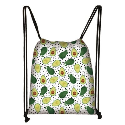 Cartoon Avocado Lemon Fruits Print τσάντα με κορδόνια Γυναικεία σακίδια πλάτης για τσάντα αποθήκευσης ταξιδιού Daypack Τσάντες βιβλίου Δώρο θήκης παπουτσιών