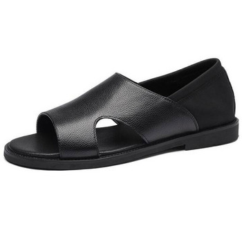 Стилни мъжки кожени сандали Черни светли мъжки летни ежедневни римски обувки Леки меки удобни мъжки гладиаторски сандали Най-продавани