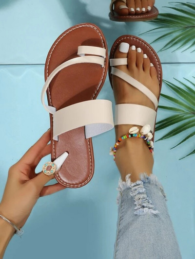 Nyári egyszínű lapos szandálok divatos nyitott orrú kültéri papucsok alkalmi strand női cipők nagy méretű Zapatos De Mujer csúszdák