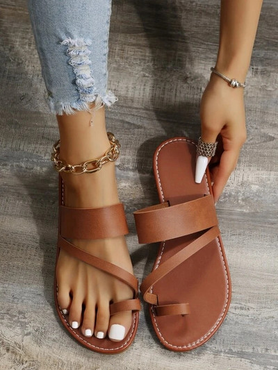 Nyári egyszínű lapos szandálok divatos nyitott orrú kültéri papucsok alkalmi strand női cipők nagy méretű Zapatos De Mujer csúszdák