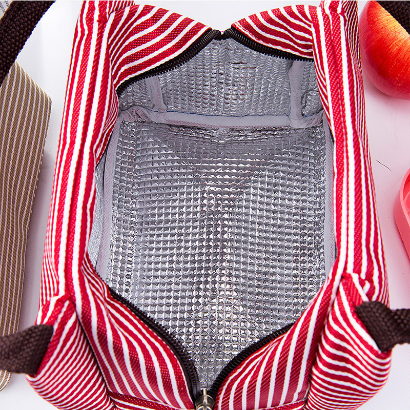 Vízálló csíkos hordozható szigetelt oxfordi szövet élelmiszer-pikniktáskák nőknek gyerekeknek férfi hűtőtáska hűtőtáska termotáska Lu